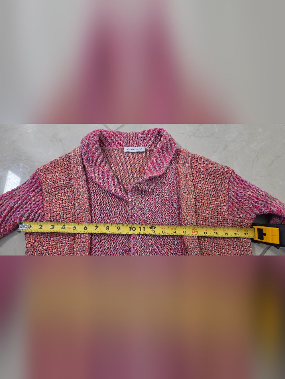 See by Chloé Cardigan US 4 M Pink Boho Luxe Maximalist Artsy Y2K Festival - Picture 9 of 13
